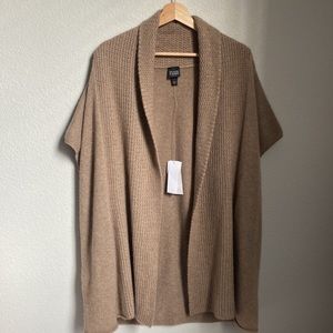Eileen Fisher 100% Cashmere Short Sleeve Open Front Cardigan Sweater P Large
